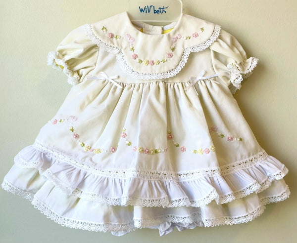 Will'beth Girls Yellow Ruffle Heirloom Lace 2pc Frilly Dress Preemie Newborn Newborn Will'beth Girls Yellow Ruffle Heirloom Lace 2pc Frilly Dress Preemie Newborn Newborn