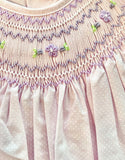 Petit Ami Pink & Lavender Swiss Dot Smocked Bishop 2pc Dress 12 18 24 Months Baby Girls