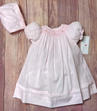 Petit Ami Girls Pink Bishop with Pearls Smocked Daygown 2pc Dress Newborn