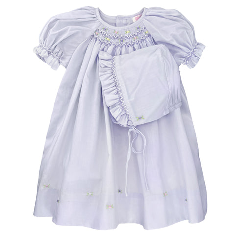 Petit Ami Girls Lavender Multi Smocked Daygown Preemie