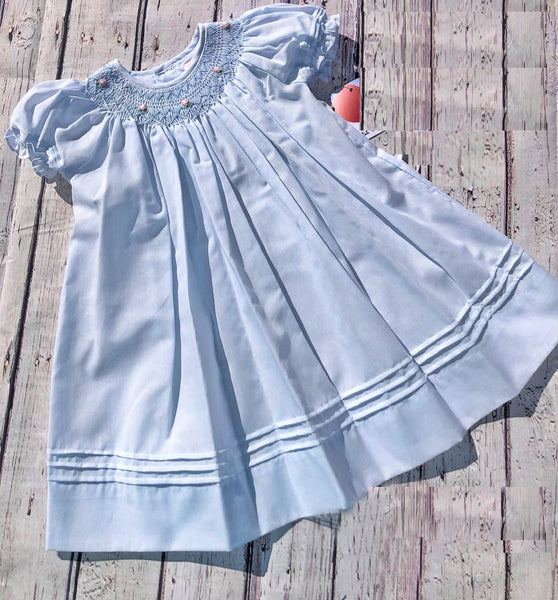 Buy Petit Ami Baby Girls' Bishop Zig-Zag Smocked Dress, Newborn, Pink at