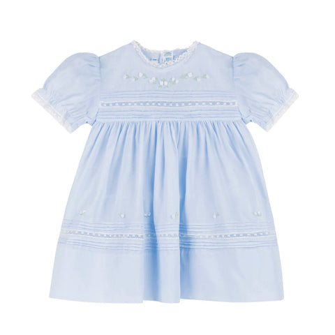 Feltman Brothers Baby Girls Blue Heirloom Lace & Rose Bullion Dress Newborn