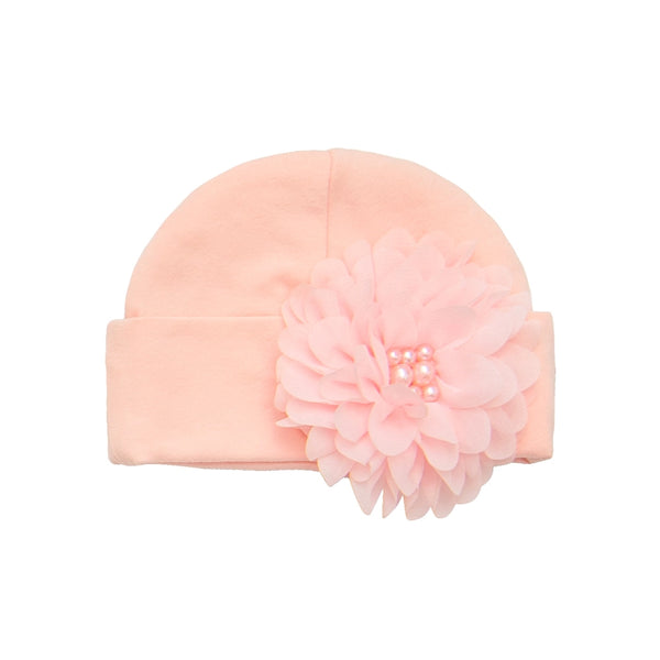 Haute Baby Girls Pink Petite Chic Soft Knit Flower Hat Newborn Classic Baby Boutique