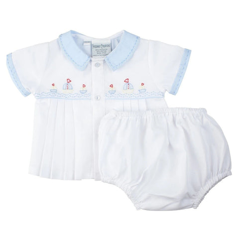 Feltman Brothers Boys Layette White Sailboat Diaper Set Preemie Newborn