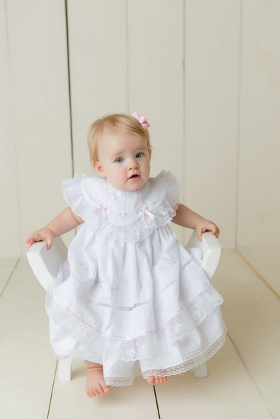 Will'beth Girls White Fancy Lace Heirloom Vintage 3 piece Dress Preemie Newborn 3 6 9 Months 6 Months Will'beth Girls White Fancy Lace Heirloom Vintage 3 piece Dress Preemie Newborn 3 6 9 Months 6 Months
