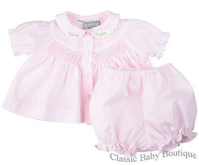 Freidknit Creations by Feltman Brothers Girls Pink Smocked Diaper Set Preemie Newborn