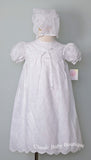 Petit Ami White Eyelet Christening Gown with Slip & Bonnet 3 6 9 Months