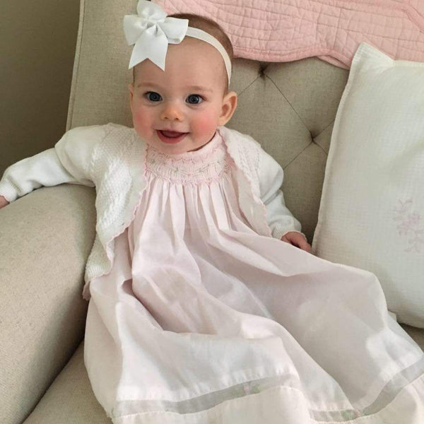 newborn smocked dress Petit Ami Bishop Smocked Daydress with Voile Insert and Hat