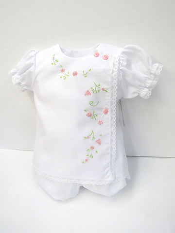Will'beth Baby Girls Side Button Lace & Embroidery Diaper Set Preemie Newborn