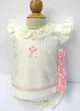 Will'beth Ivory Lace 3pc Rose Dress with Bloomers & Headband Newborn
