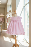 Will'beth Baby Girls Pink Open Back Ruffle 2pc Dress with Bloomers 3 6 9 Months