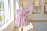 Petit Ami Girls Pink Gingham Smocked Bishop 3pc Dress Newborn with bloomers