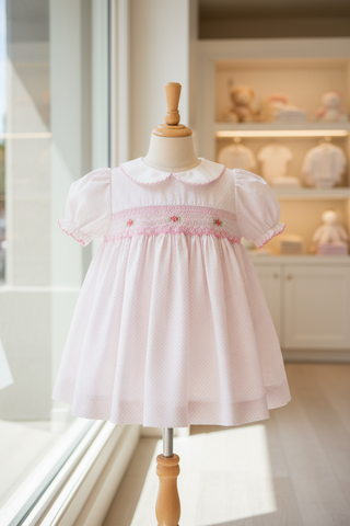 Petit Ami Girls Pink Polka Dot Smocked Dress & Bloomers Newborn 3 6 9 Months Newborn