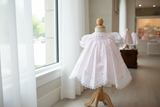 Will'beth Girls White Vintage Smocked Rose Lace Bishop Dress Preemie Newborn 3 6 9 12 18 24 Months