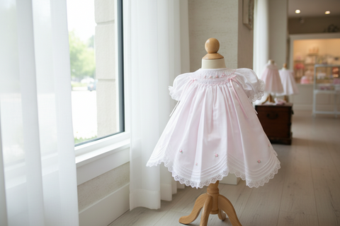 smocked baby girl dresses Lovely Light Pink and White Hand Dress for Girl. Toddler Dress is fully lined with matching soft cotton material Daisy Multicolor Smocked Dress 12M
