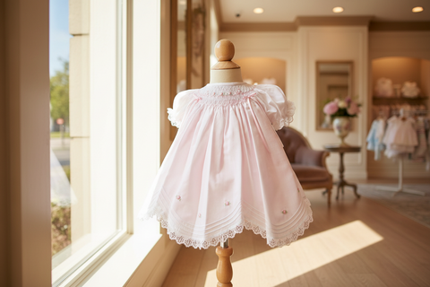 Will'beth Girls White Vintage Smocked Rose Lace Bishop Dress Preemie Newborn 3 6 9 12 18 24 Months