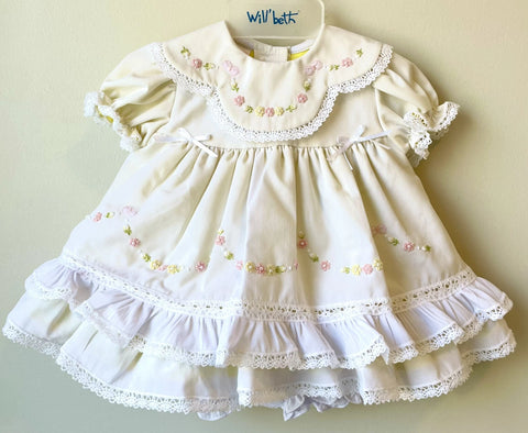 Will'beth Girls Yellow Ruffle Heirloom Lace 2pc Frilly Dress Preemie Newborn Newborn Will'beth Girls Yellow Ruffle Heirloom Lace 2pc Frilly Dress Preemie Newborn Newborn