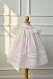 Will'beth Girls Cream Sheer Vintage Smocked Rose Lace Bishop Dress Newborn 3 6 9 months