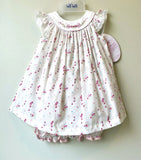 Will'beth Ivory Floral Lace Bishop Girls Dress with Bloomers Newborn 3 6 9 12 18 24 Months