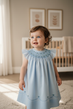 Feltman Brothers Blue Hand Smocked Baby Girls Infant Bishop Dress 12 18 24 Months