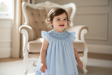 Feltman Brothers Blue Hand Smocked Baby Girls Infant Bishop Dress 12 18 24 Months
