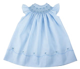 Feltman Brothers Blue Hand Smocked Baby Girls Infant Bishop Dress 12 18 24 Months