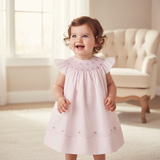 Feltman Brothers Pink Hand Smocked Baby Girls Infant Bishop Dress 12 18 24 Months
