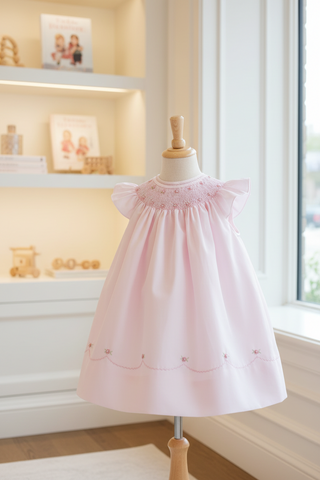 Feltman Brothers Pink Hand Smocked Baby Girls Infant Bishop Dress 12 18 24 Months