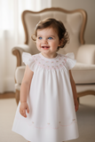 Feltman Brothers White Pink Hand Smocked Baby Girls Infant Bishop Dress 3 6 9 12 18 24 Months