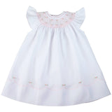 Feltman Brothers White Pink Hand Smocked Baby Girls Infant Bishop Dress 3 6 9 12 18 24 Months