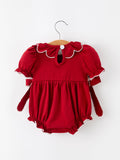 Baby Girls Christmas Reindeer Smocked Bubble Romper