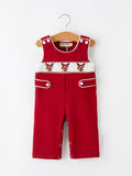 Baby Boys Christmas Reindeer Smocked Red Jonjon 3 6 9 12 18 24