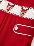 Baby Boys Christmas Reindeer Smocked Red Jonjon 3 6 9 12 18 24