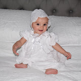 Petit Ami White Eyelet Christening Gown with Slip & Bonnet 3 6 9 Months