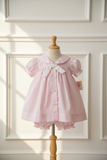 Petit Ami Pink Girls Sailor Nautical Classic Batiste Dress & Bloomers  3 6 9 Months
