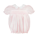 Petit Ami Girls Pink Smocked Bubble Romper 3 6 9 Months with Bonnet