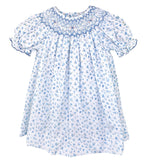 Petit Ami Baby Girls Blue Floral Smocked Bishop Dress & Bloomers 3 6 9 12 18 24 Months