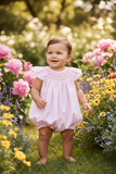 Petit Ami Baby Girls Pink Dot Angel Wing Smocked Bubble 3, 6, 9 Months
