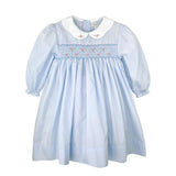 Petit Ami Baby Girls Blue Smocked 2 piece Collar Dress 3 6 9 12 18 24 Months