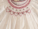 Petit Ami Girls White & Red Polka Dot Christmas Smocked Dress with bloomers 3 6 9 Months