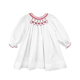 Petit Ami Girls White & Red Polka Dot Christmas Smocked Dress with bloomers 3 6 9 Months