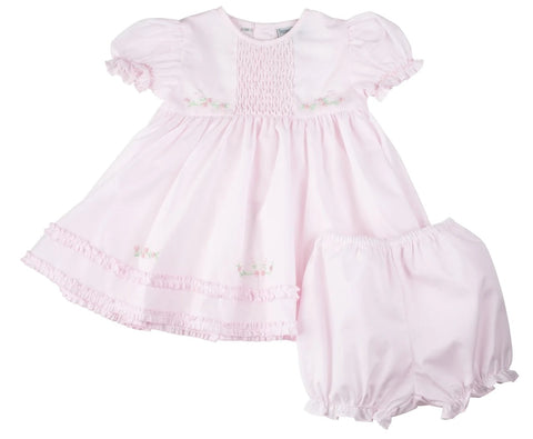 Friedknit by Feltman Brothers Pink Smocked Baby Girls 2 piece Dress Newborn 3 6 9 Months