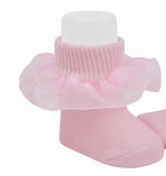 Pink Fancy Ribbon Socks Baby Girls Newborn 0 3 6 9 Months