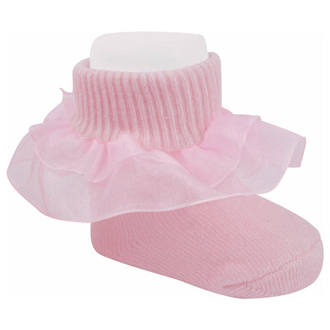 Pink Fancy Ribbon Socks Baby Girls Newborn 0 3 6 9 Months