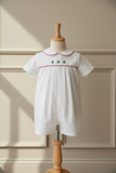 Petit Ami Boys White & Red Christmas Tree Jon Jon Romper 3 6 9 Months