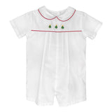 Petit Ami Boys White & Red Christmas Tree Jon Jon Romper 3 6 9 Months