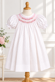 Petit Ami Baby Girls Pink Polka Dot Smocked Bishop Dress & Bloomers 12 18 24 Months