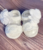 Baby Deer White Crochet Flower Newborn Girls Sandals Crib Shoes Newborn to 3 Months