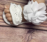 Baby Deer White Crochet Flower Newborn Girls Sandals Crib Shoes Newborn to 3 Months