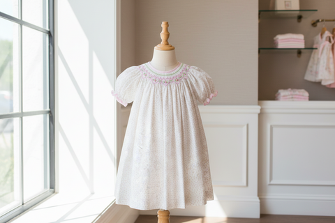 Petit Ami Baby Girls Pink Floral Smocked Bishop Dress & Bloomers 3 6 9 12 18 24 Months